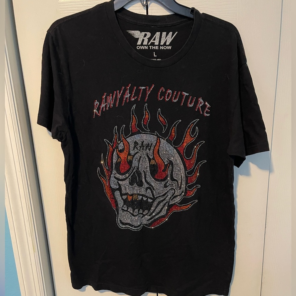 Rawyalty Couture Mens Skull with Flames T-Shirt